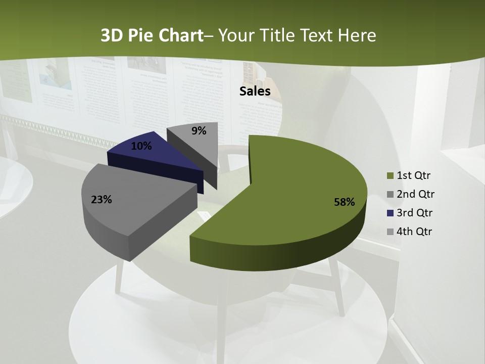 A Green Chair Sitting On Top Of A White Circle PowerPoint Template
