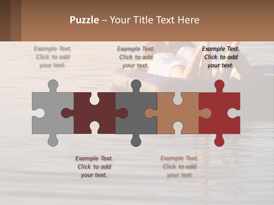 Two People Are Floating On A Raft In The Water PowerPoint Template