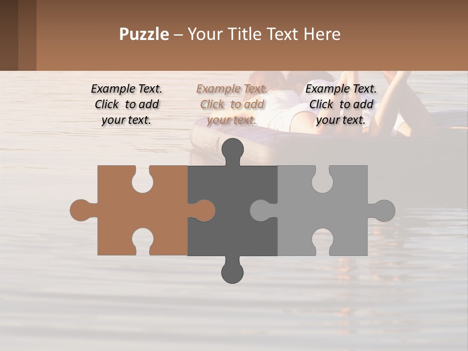 Two People Are Floating On A Raft In The Water PowerPoint Template