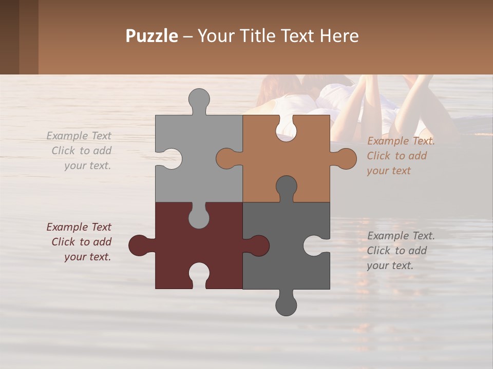 Two People Are Floating On A Raft In The Water PowerPoint Template