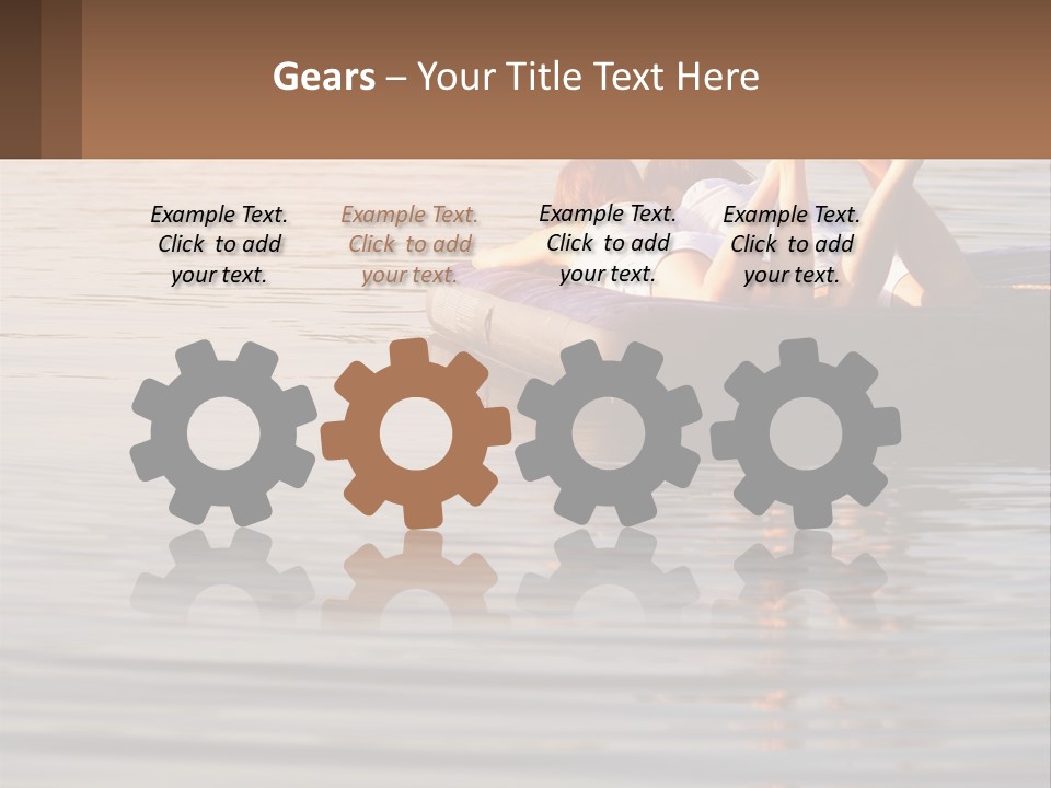 Two People Are Floating On A Raft In The Water PowerPoint Template