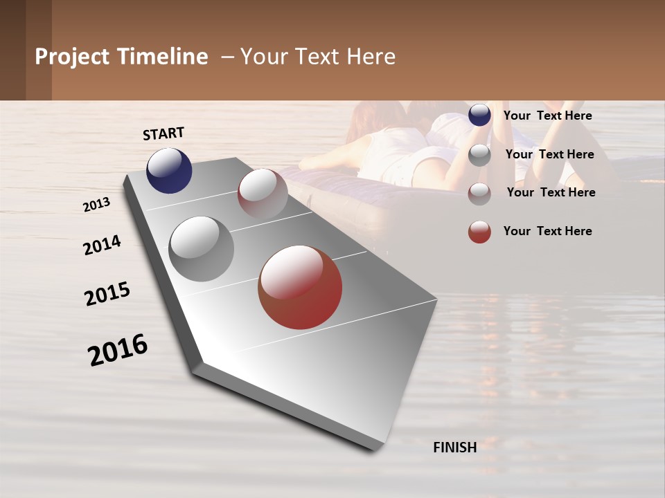 Two People Are Floating On A Raft In The Water PowerPoint Template