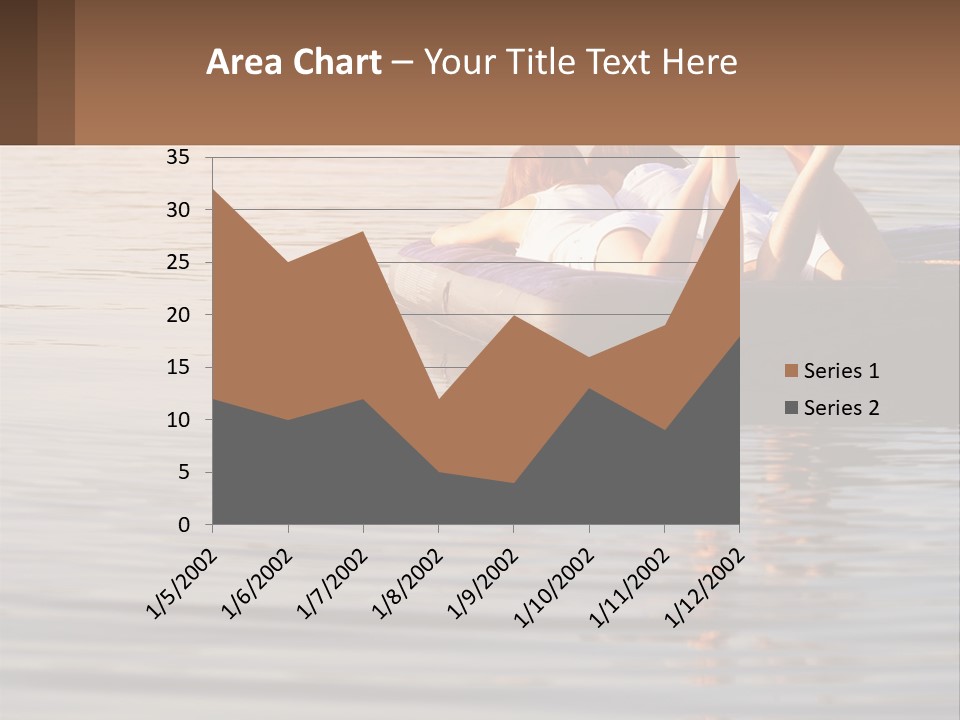 Two People Are Floating On A Raft In The Water PowerPoint Template