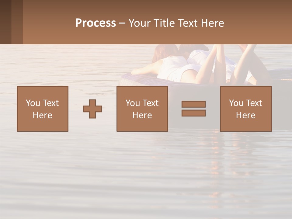 Two People Are Floating On A Raft In The Water PowerPoint Template