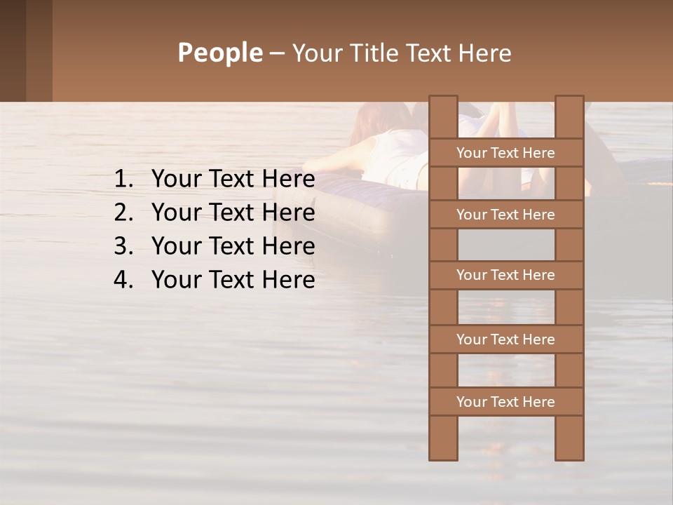 Two People Are Floating On A Raft In The Water PowerPoint Template