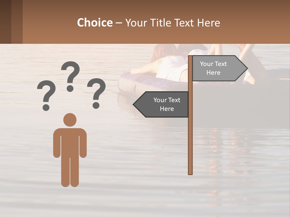 Two People Are Floating On A Raft In The Water PowerPoint Template