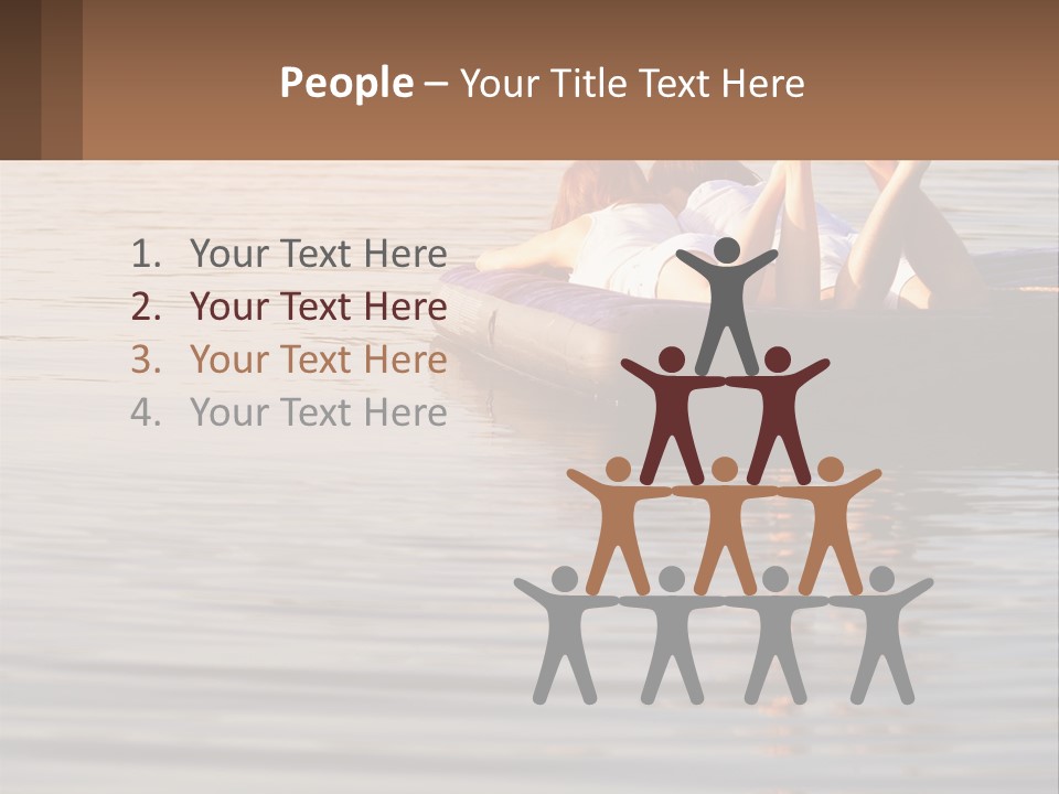 Two People Are Floating On A Raft In The Water PowerPoint Template
