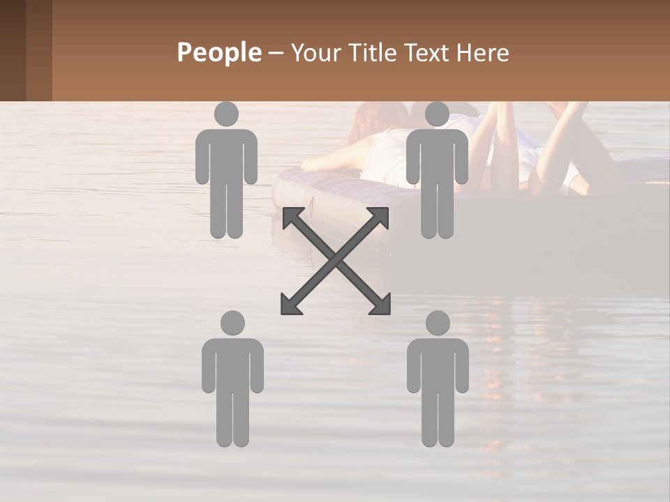Two People Are Floating On A Raft In The Water PowerPoint Template