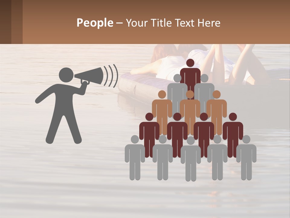 Two People Are Floating On A Raft In The Water PowerPoint Template