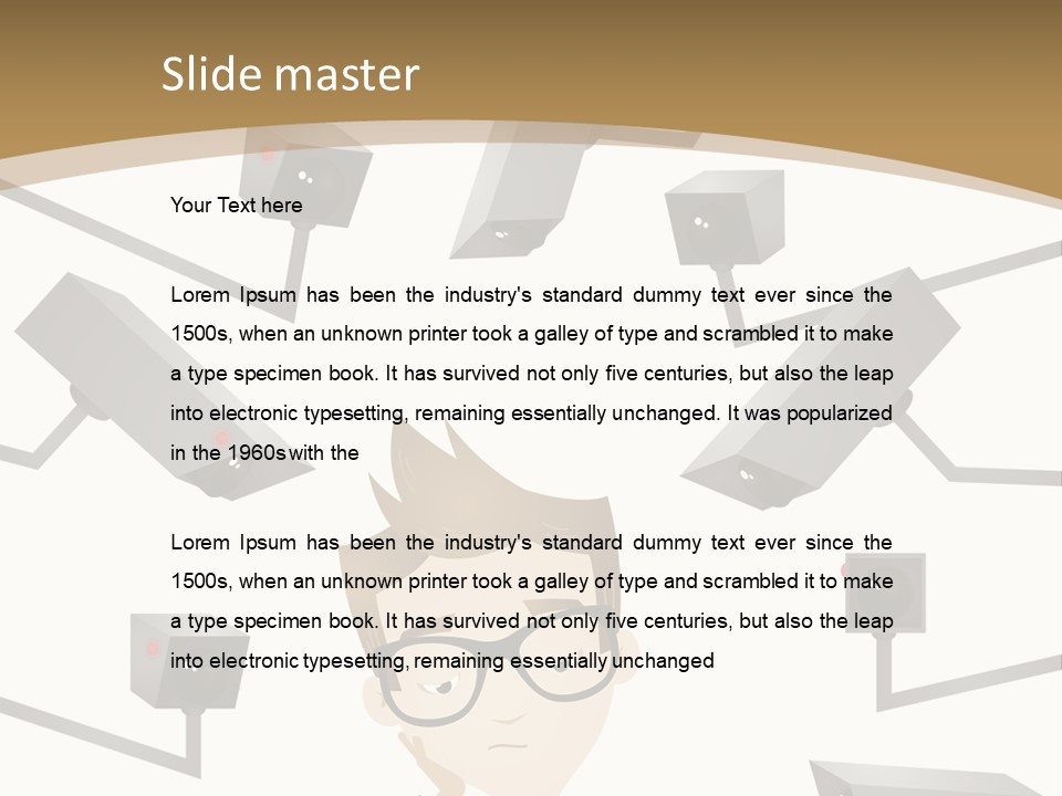 A Man Sitting At A Table With A Tablet PowerPoint Template