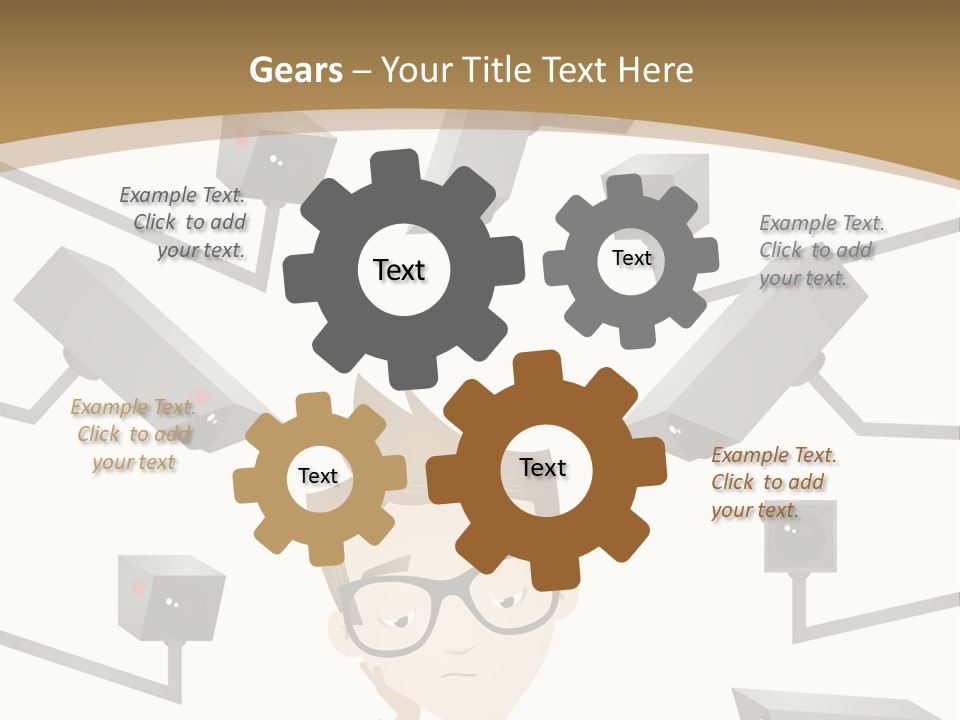 A Man Sitting At A Table With A Tablet PowerPoint Template
