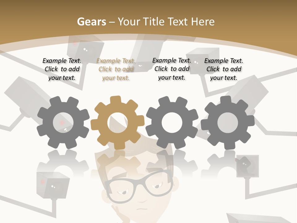 A Man Sitting At A Table With A Tablet PowerPoint Template