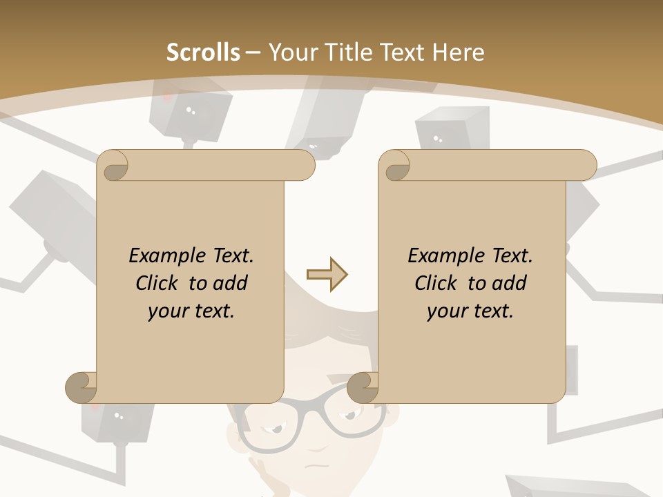 A Man Sitting At A Table With A Tablet PowerPoint Template