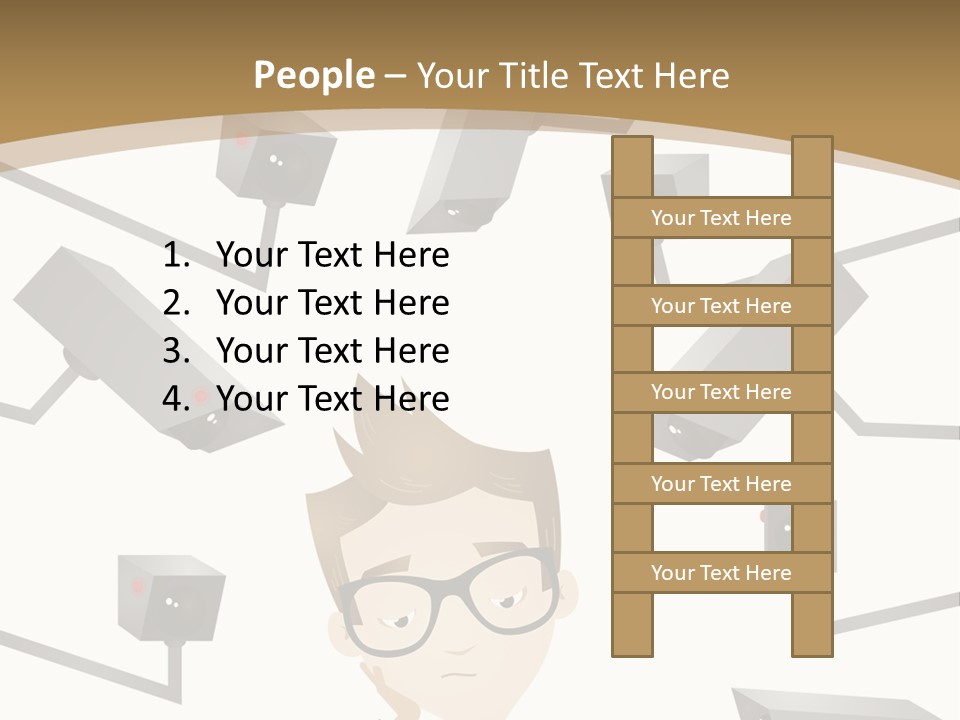 A Man Sitting At A Table With A Tablet PowerPoint Template