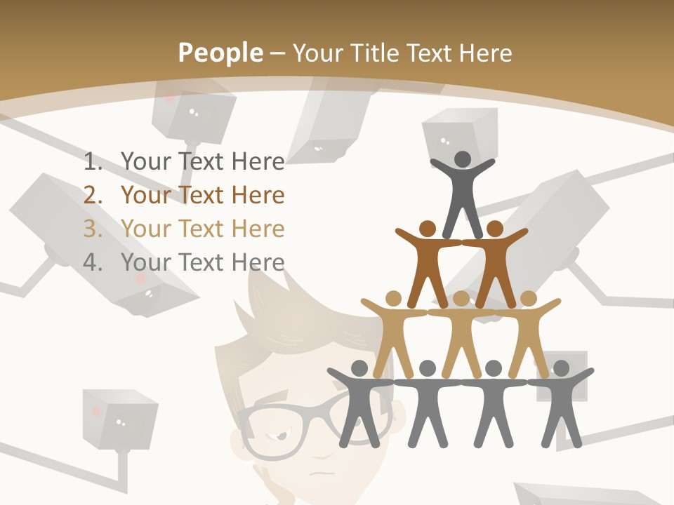 A Man Sitting At A Table With A Tablet PowerPoint Template