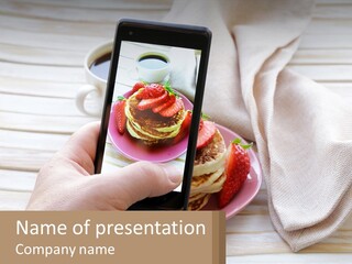 A Person Taking A Picture Of A Plate Of Food PowerPoint Template