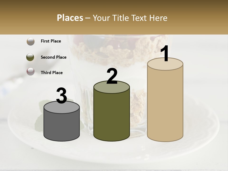 A Glass Of Yogurt And A Spoon On A Plate PowerPoint Template