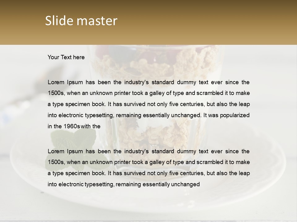 A Glass Of Yogurt And A Spoon On A Plate PowerPoint Template