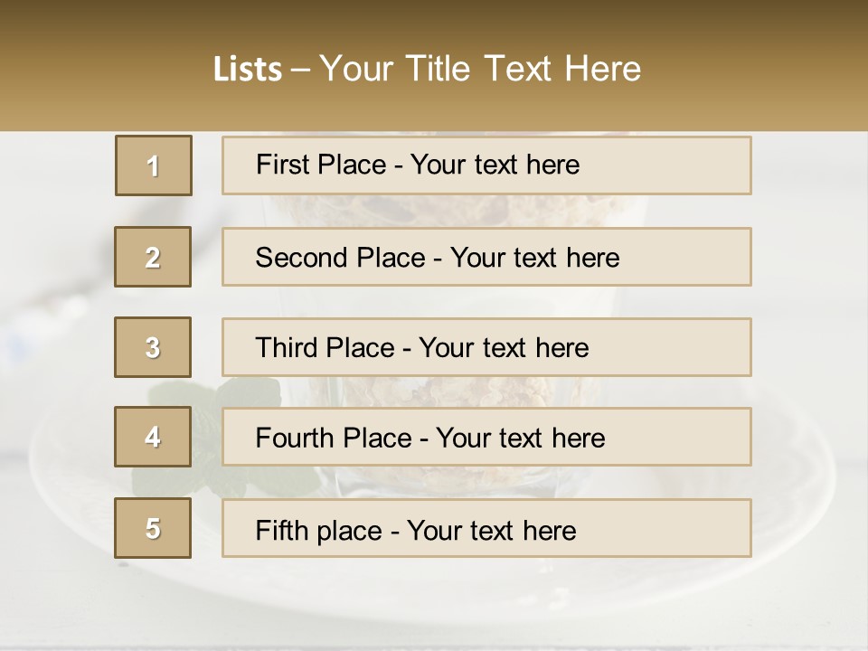 A Glass Of Yogurt And A Spoon On A Plate PowerPoint Template