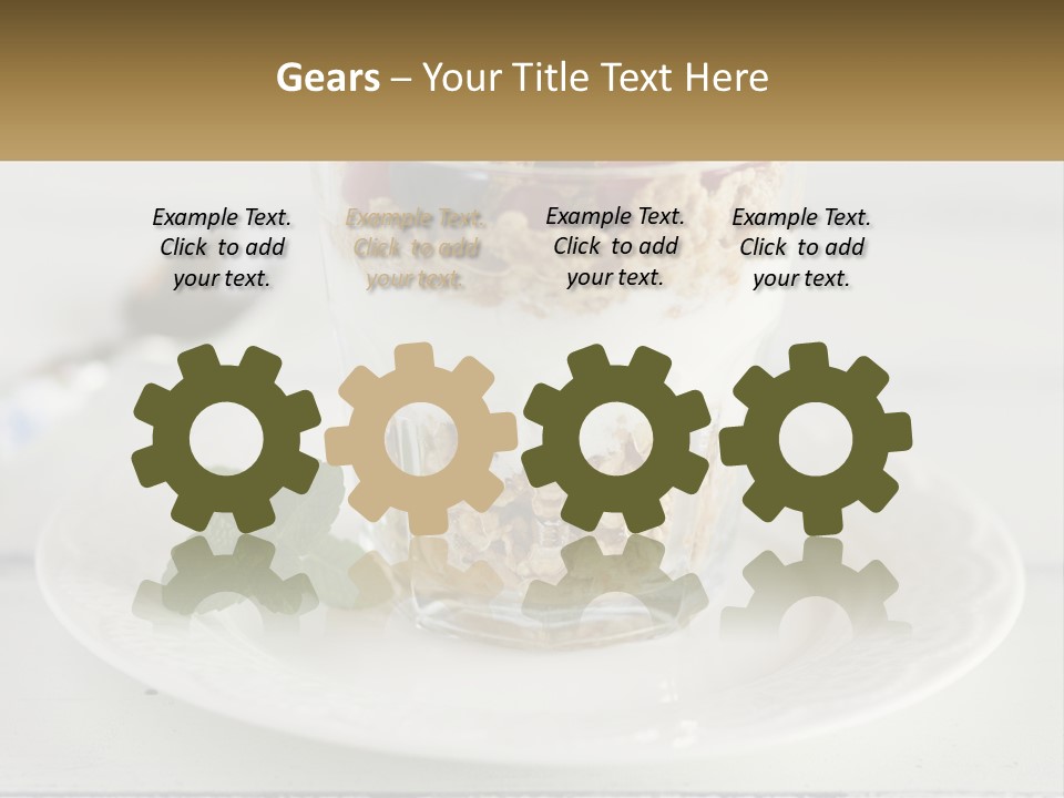 A Glass Of Yogurt And A Spoon On A Plate PowerPoint Template