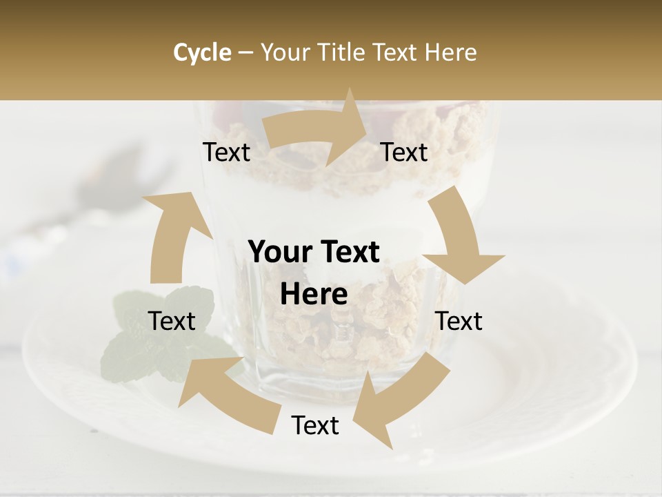 A Glass Of Yogurt And A Spoon On A Plate PowerPoint Template