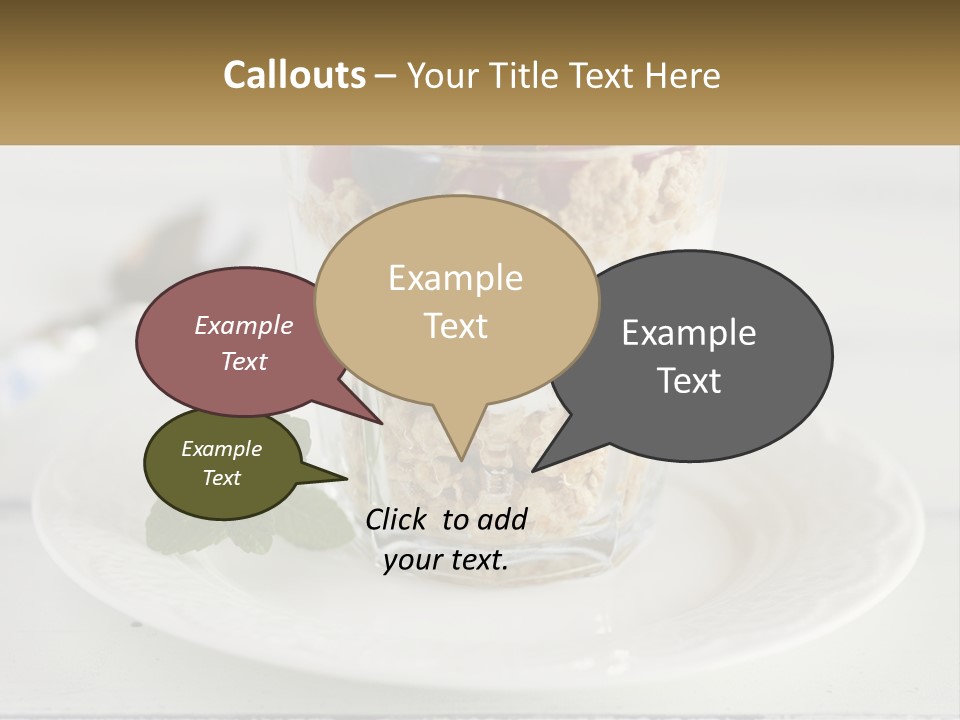 A Glass Of Yogurt And A Spoon On A Plate PowerPoint Template