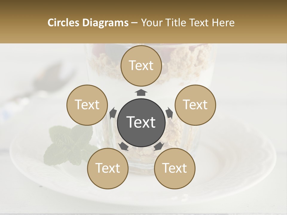 A Glass Of Yogurt And A Spoon On A Plate PowerPoint Template