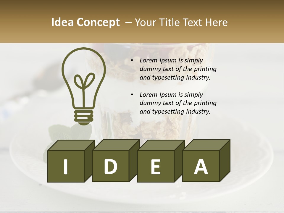 A Glass Of Yogurt And A Spoon On A Plate PowerPoint Template