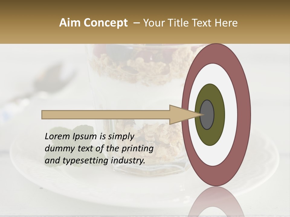 A Glass Of Yogurt And A Spoon On A Plate PowerPoint Template