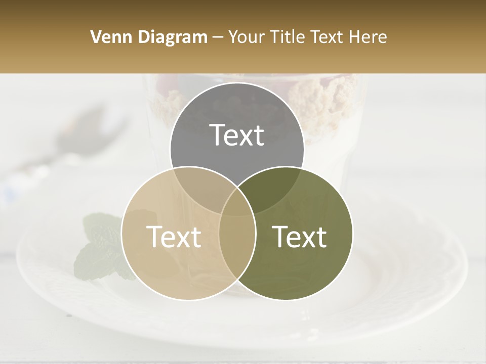 A Glass Of Yogurt And A Spoon On A Plate PowerPoint Template