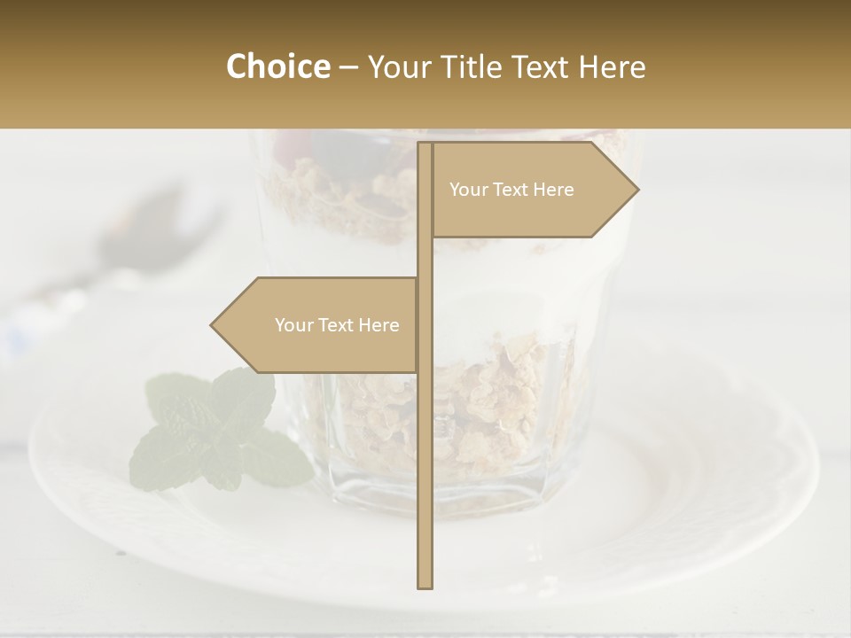 A Glass Of Yogurt And A Spoon On A Plate PowerPoint Template