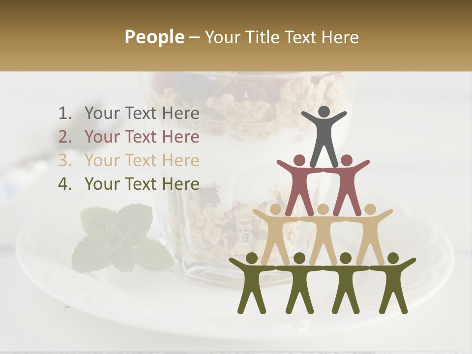 A Glass Of Yogurt And A Spoon On A Plate PowerPoint Template