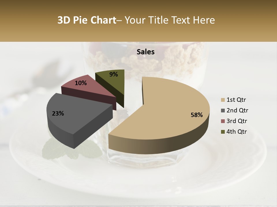 A Glass Of Yogurt And A Spoon On A Plate PowerPoint Template