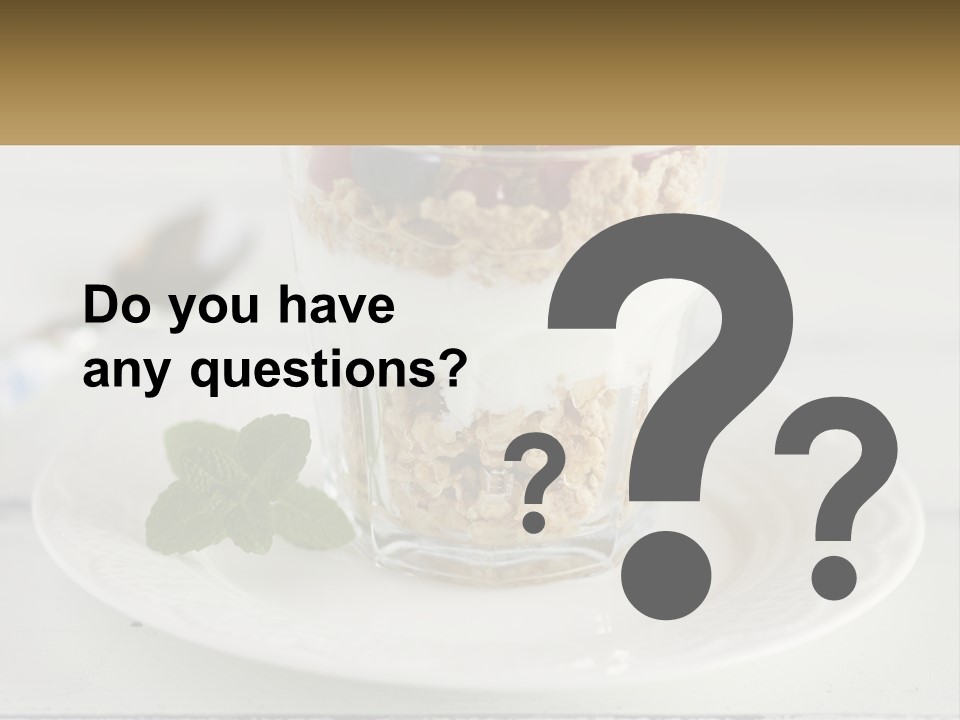 A Glass Of Yogurt And A Spoon On A Plate PowerPoint Template