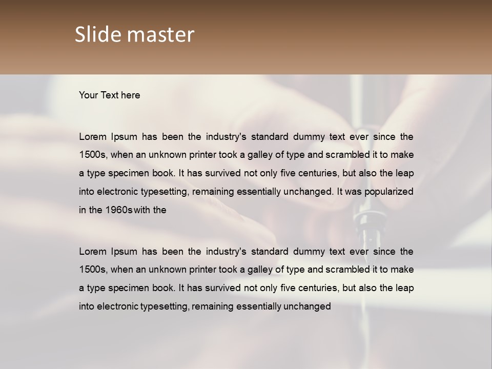 A Person Writing On A Piece Of Paper With A Pen PowerPoint Template