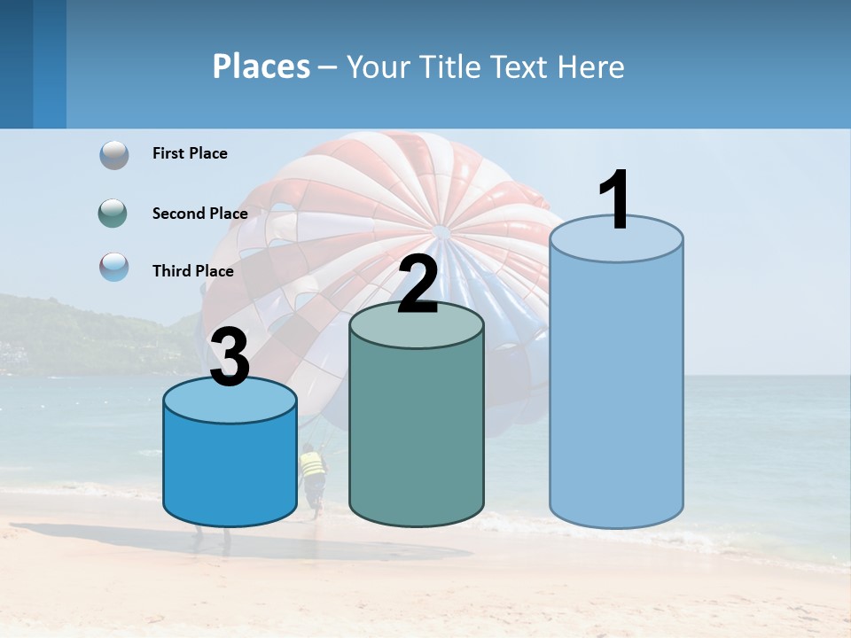 Two People Are Flying A Large Kite On The Beach PowerPoint Template