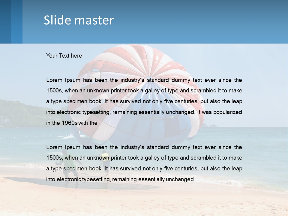 Two People Are Flying A Large Kite On The Beach PowerPoint Template