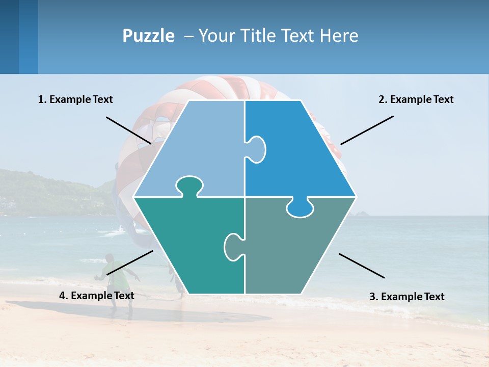 Two People Are Flying A Large Kite On The Beach PowerPoint Template