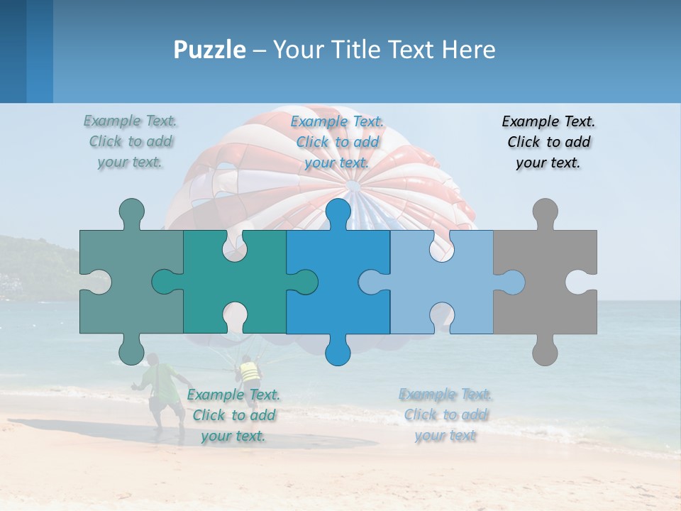 Two People Are Flying A Large Kite On The Beach PowerPoint Template