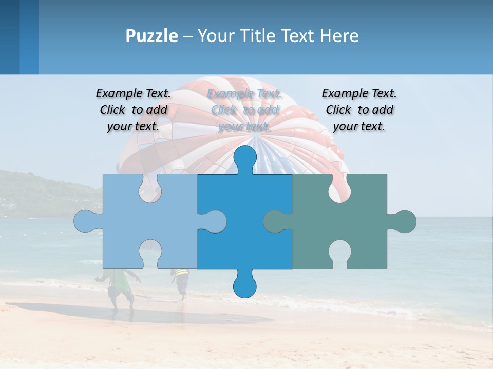 Two People Are Flying A Large Kite On The Beach PowerPoint Template