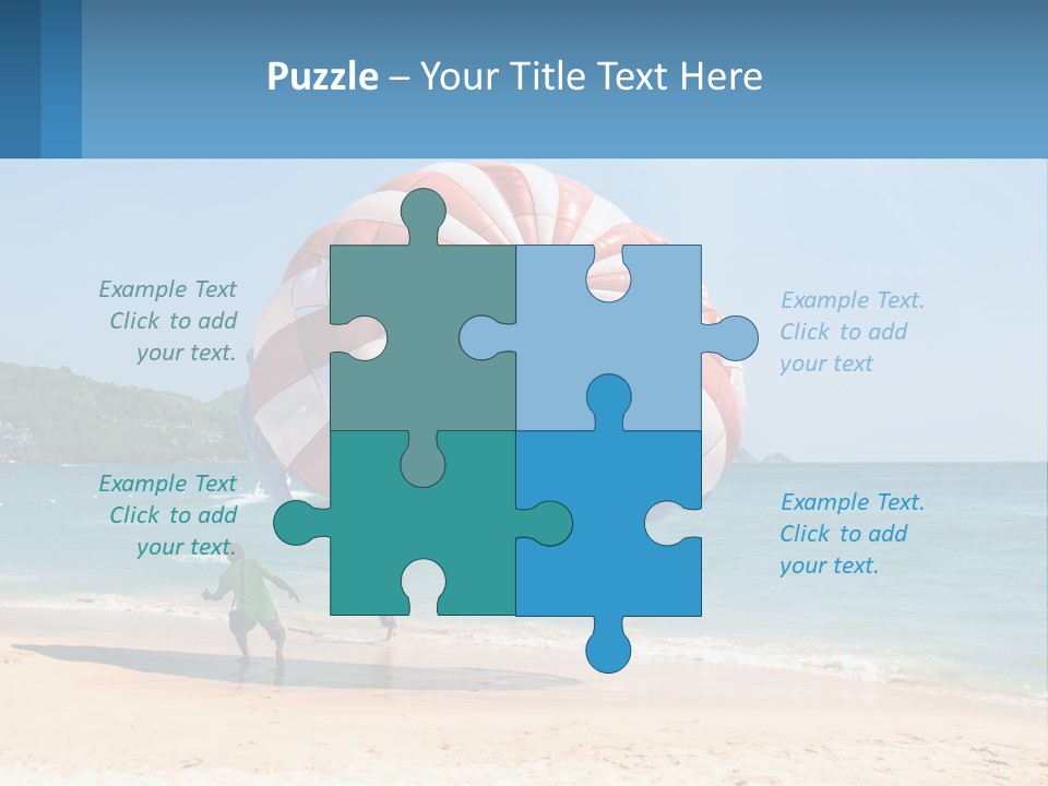 Two People Are Flying A Large Kite On The Beach PowerPoint Template