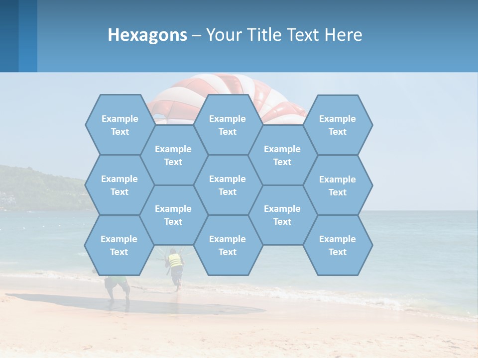 Two People Are Flying A Large Kite On The Beach PowerPoint Template