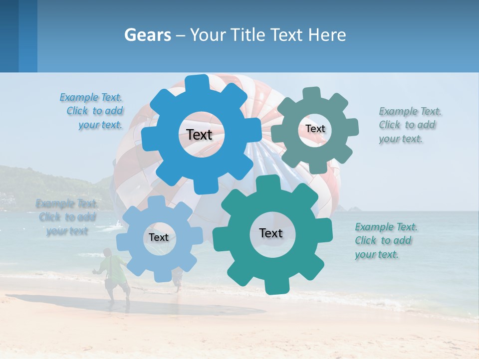 Two People Are Flying A Large Kite On The Beach PowerPoint Template