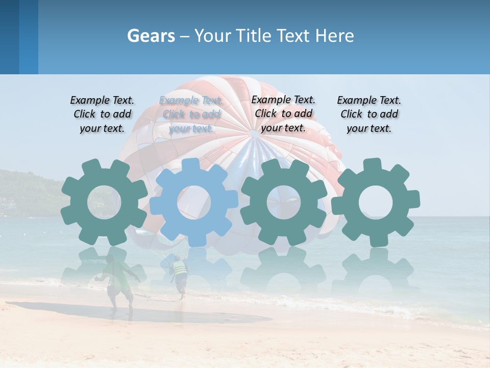 Two People Are Flying A Large Kite On The Beach PowerPoint Template