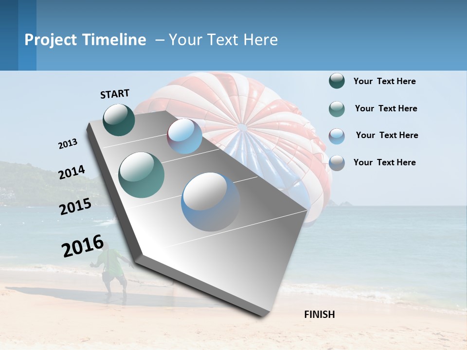 Two People Are Flying A Large Kite On The Beach PowerPoint Template