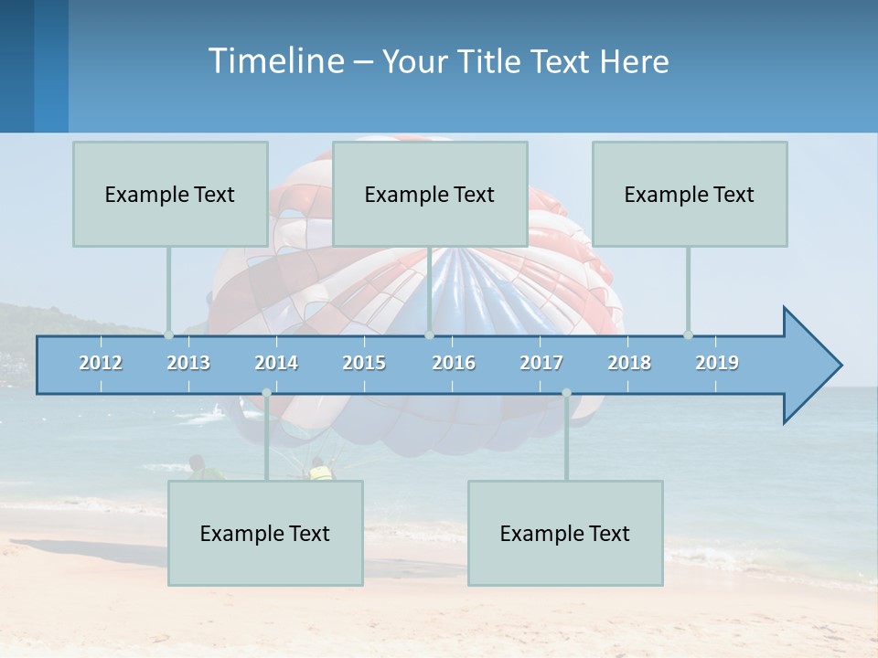 Two People Are Flying A Large Kite On The Beach PowerPoint Template