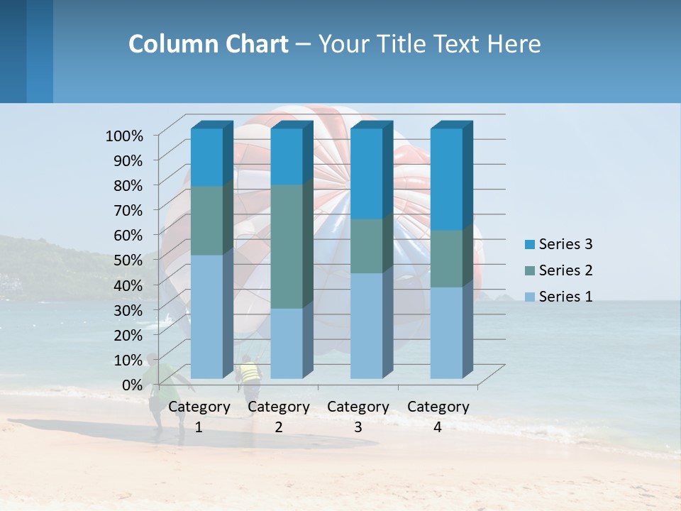 Two People Are Flying A Large Kite On The Beach PowerPoint Template