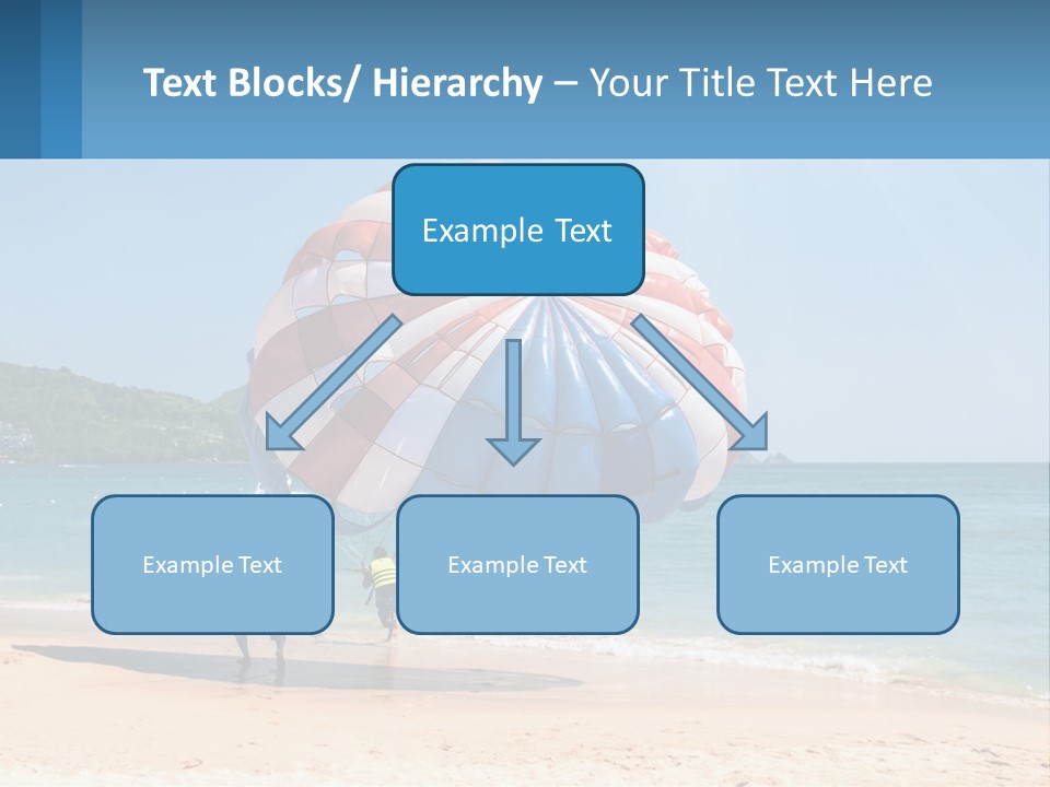 Two People Are Flying A Large Kite On The Beach PowerPoint Template