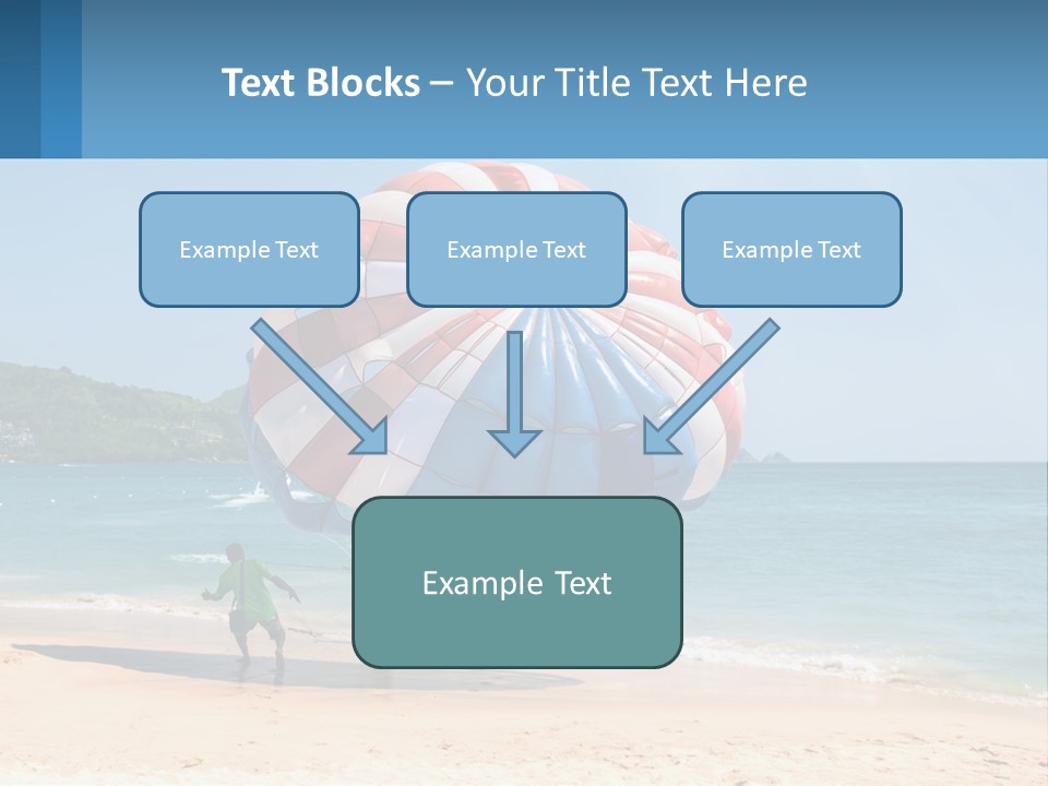 Two People Are Flying A Large Kite On The Beach PowerPoint Template