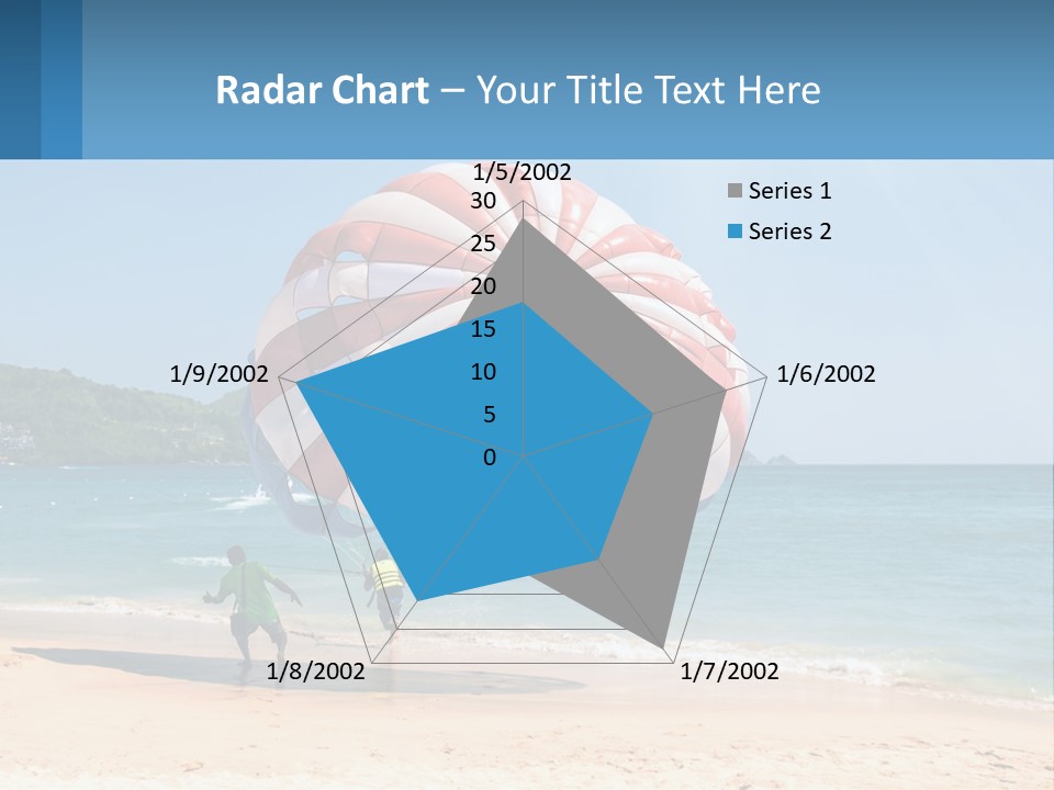 Two People Are Flying A Large Kite On The Beach PowerPoint Template